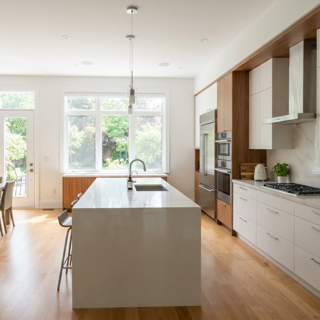 Spotless, gleaming kitchen after a professional house clean